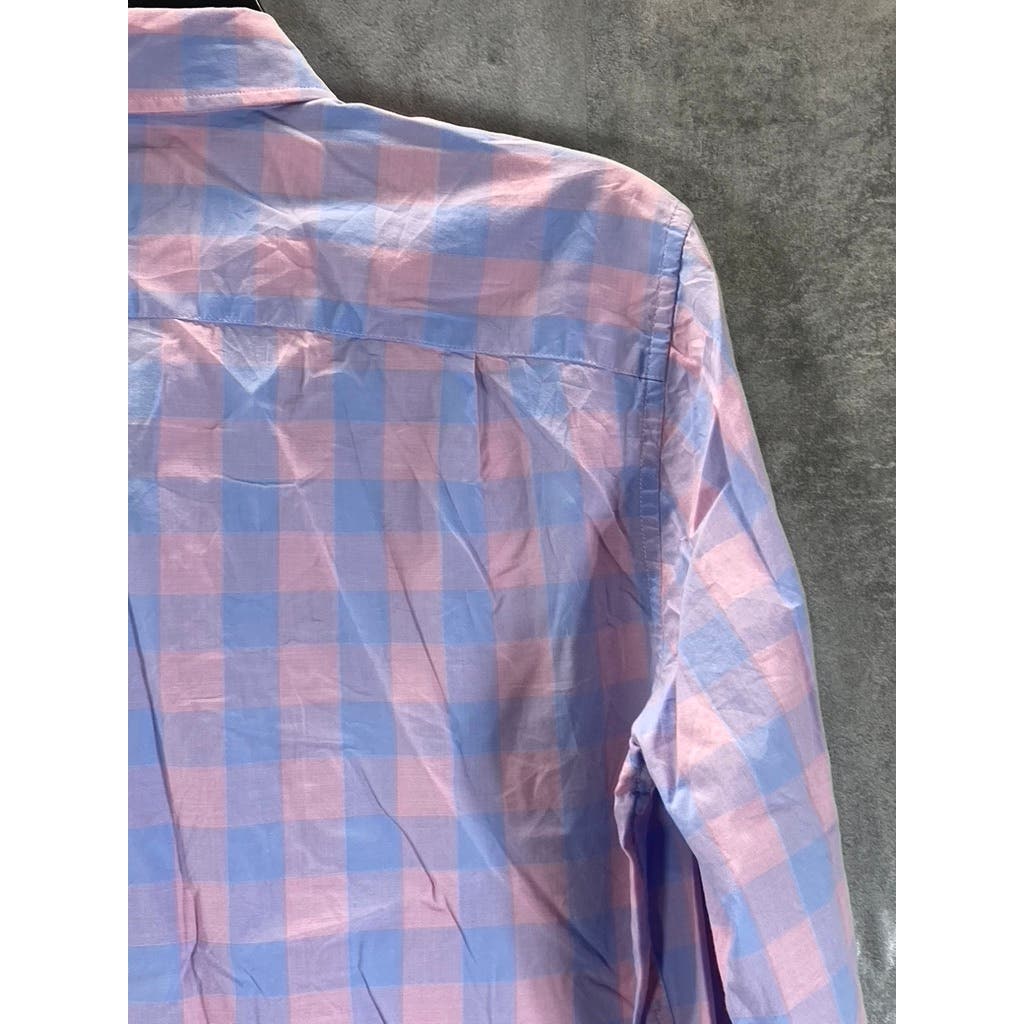 BONOBOS Men's Pink/Blue Gingham Slim-Fit Button-Up Long Sleeve Shirt SZ S