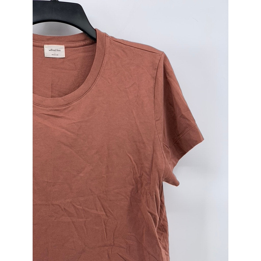 WILFRED FREE Women's Rust Solid Crewneck Short Sleeve Cropped Top SZ L