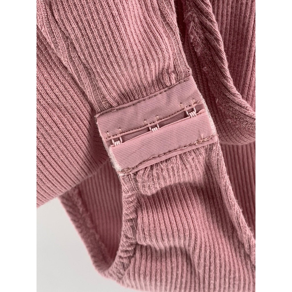 SANTE GRACE Women's Pink Ribbed Cutout Bodysuit SZ 1X