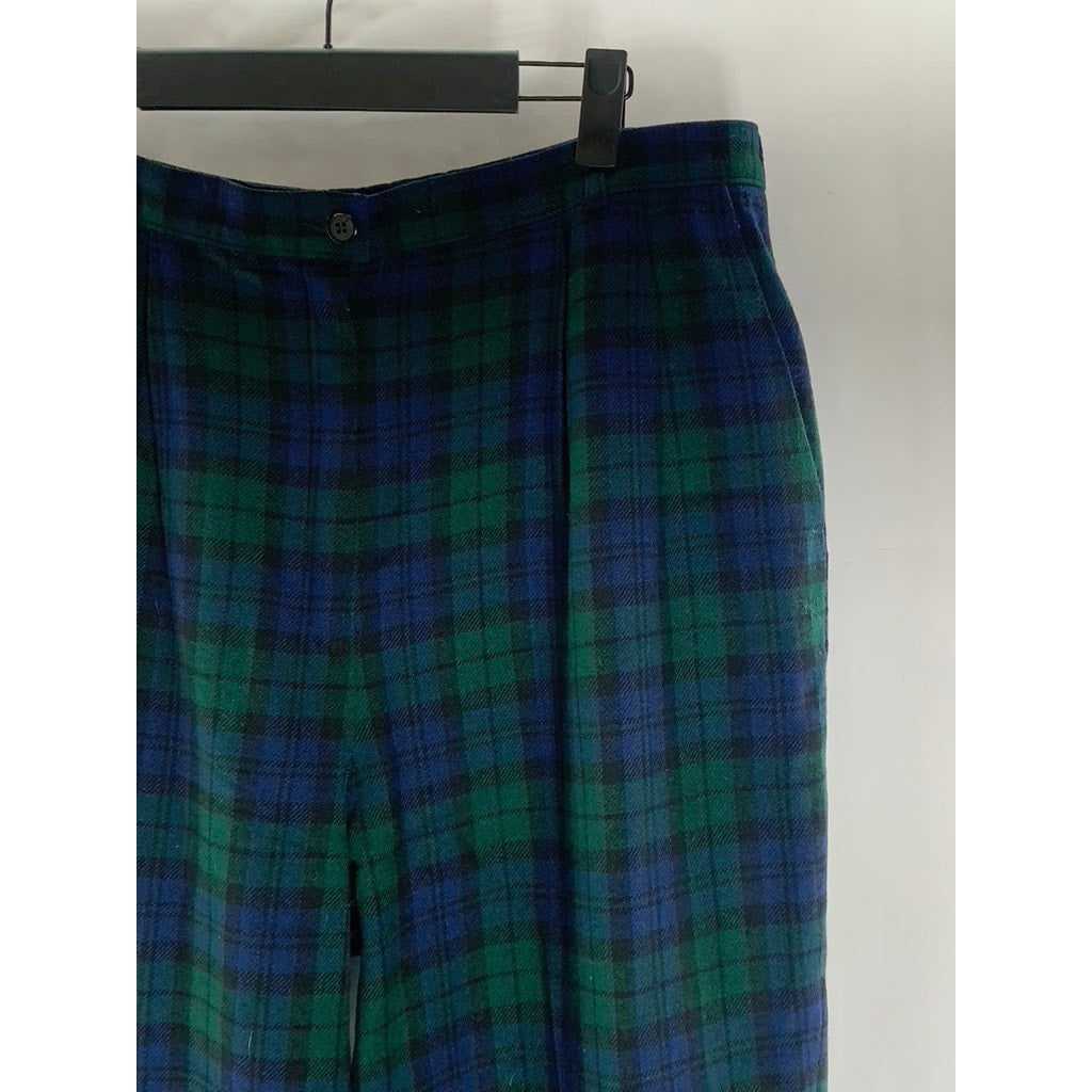PENDLETON Men's Green/Black Plaid Black Watch tartan Straight-Leg Pants SZ 12