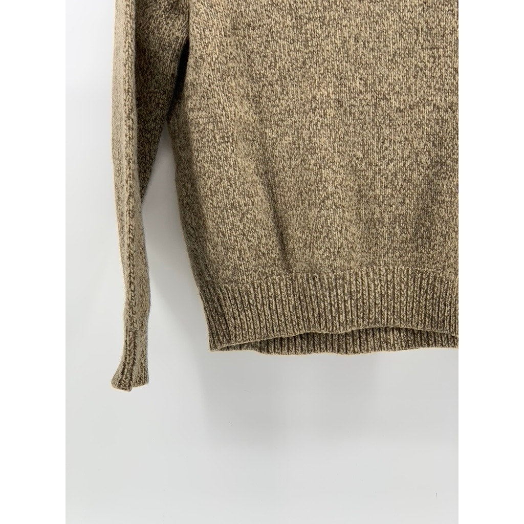 J.CREW Men's Tan Knit Lambs Wool Crewneck Long Sleeve Pullover Sweater SZ L