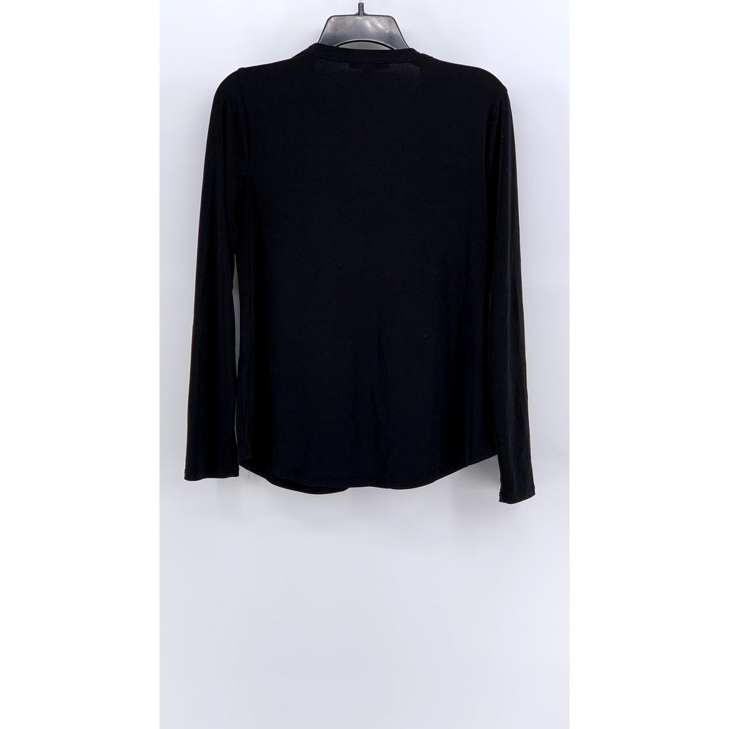INC INTERNATIONAL CONCEPTS Women's Black Split-Neck Long Sleeve Top SZ S