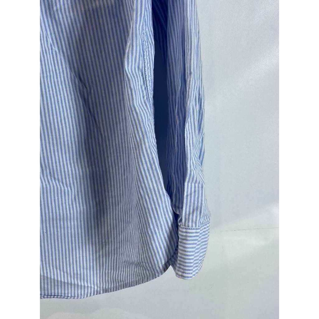 TOMMY HILFIGER Men's Provence Striped Regular-Fit Stretch Oxford Shirt SZ L