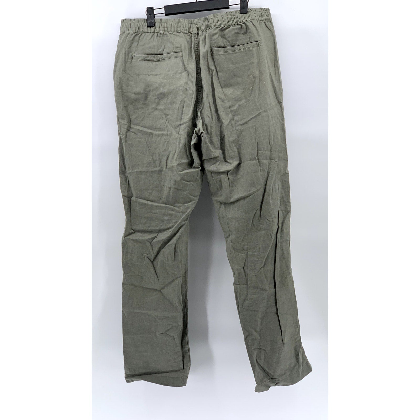 DENIM CO Men’s Army Green Straight Fit Cotton-Linen Pants SZ L