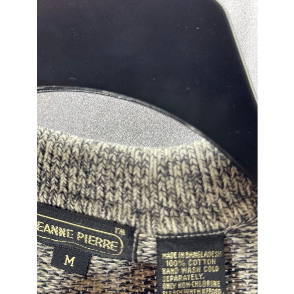 JEANNE PIERRE Women's Gray Marled Knit Notch Collar Button-Up Cardigan SZ M