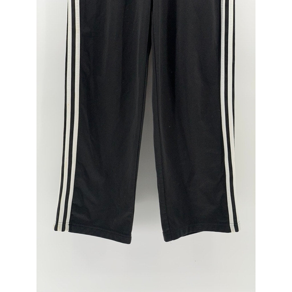 ADIDAS Men's Black-White 3-Stripe Relaxed Fit Straight Leg Track Pants SZ S