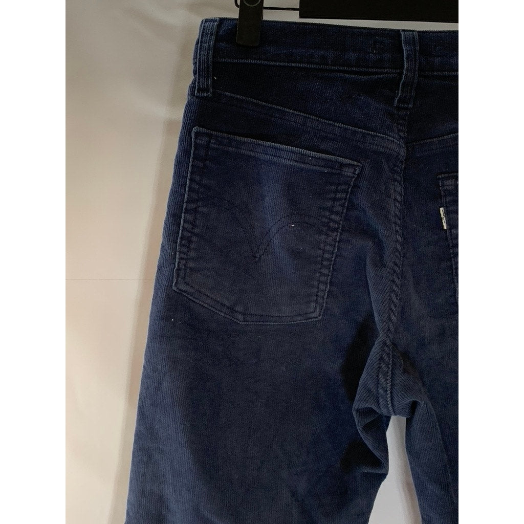LEVI'S Women's Navy Blue Corduroy Button-Fly Wedgie-Fit Straight-Leg Pant SZ 27