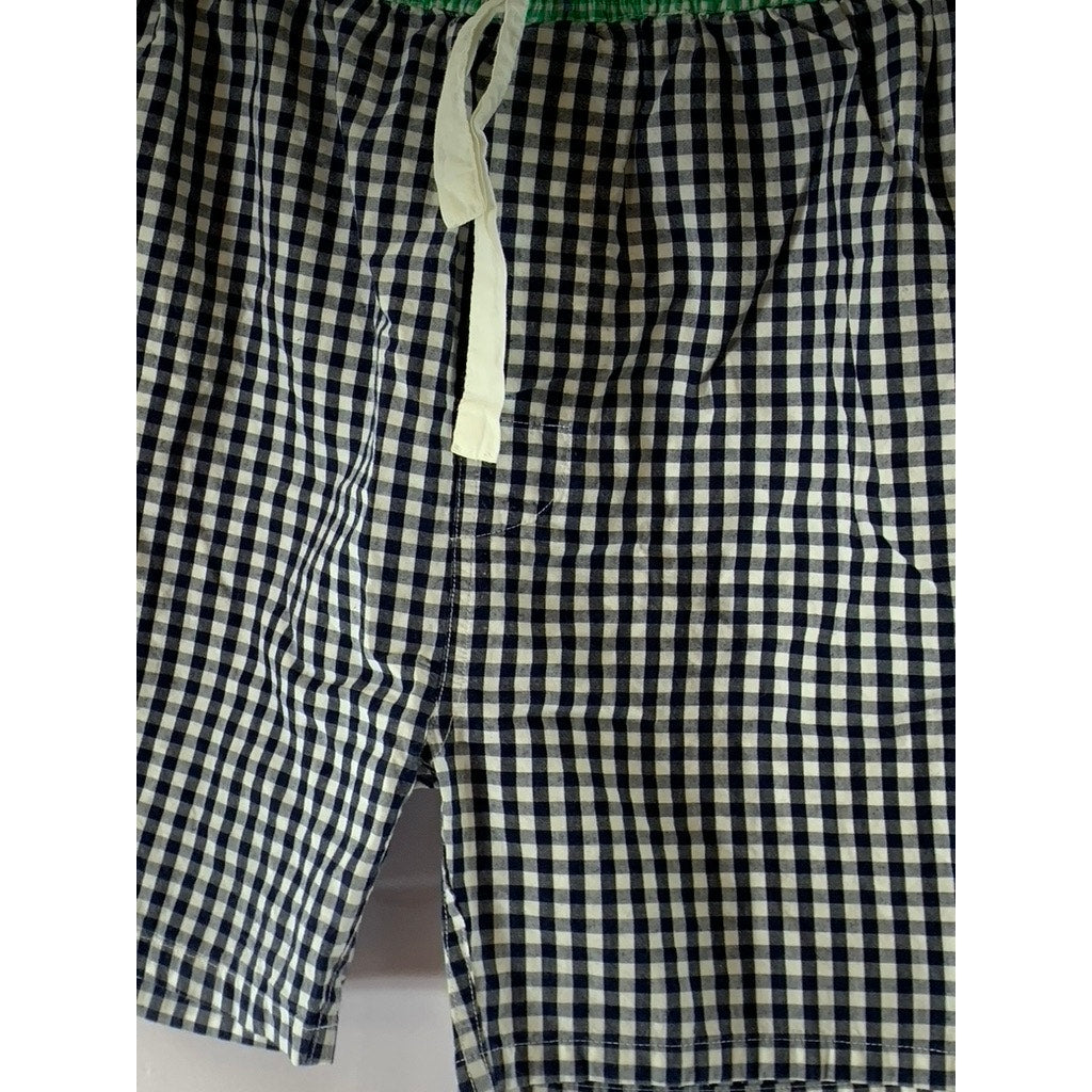 SANT AND ABEL Men's Green-Navy Gingham Hepburn Lightweight Sleep Shorts SZ S