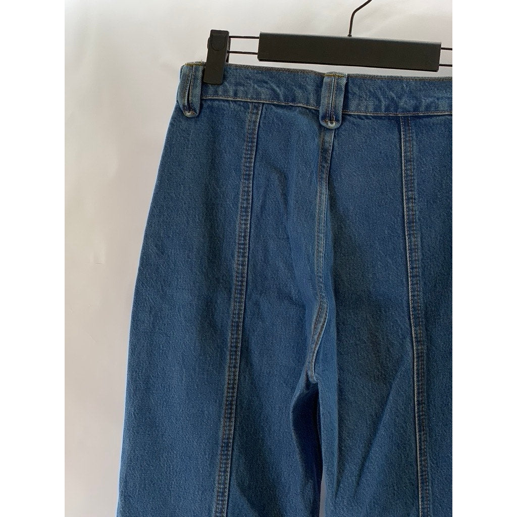 REFORMATION JEANS Women's Dark Blue Leah Seamed High-Rise Wide-Leg Jeans SZ 25