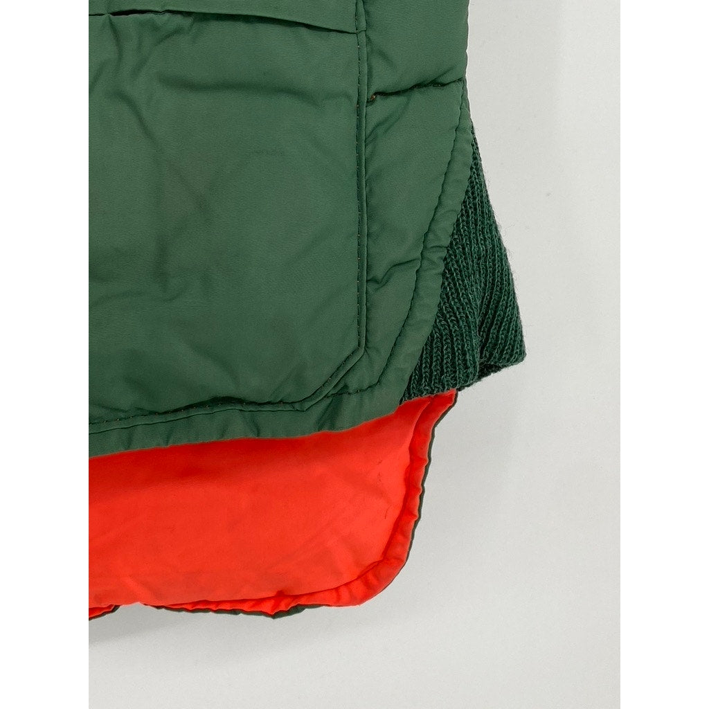 UNBRANDED Men's Forest Green-Orange Reversible Zip-Up Puffer Vest SZ S
