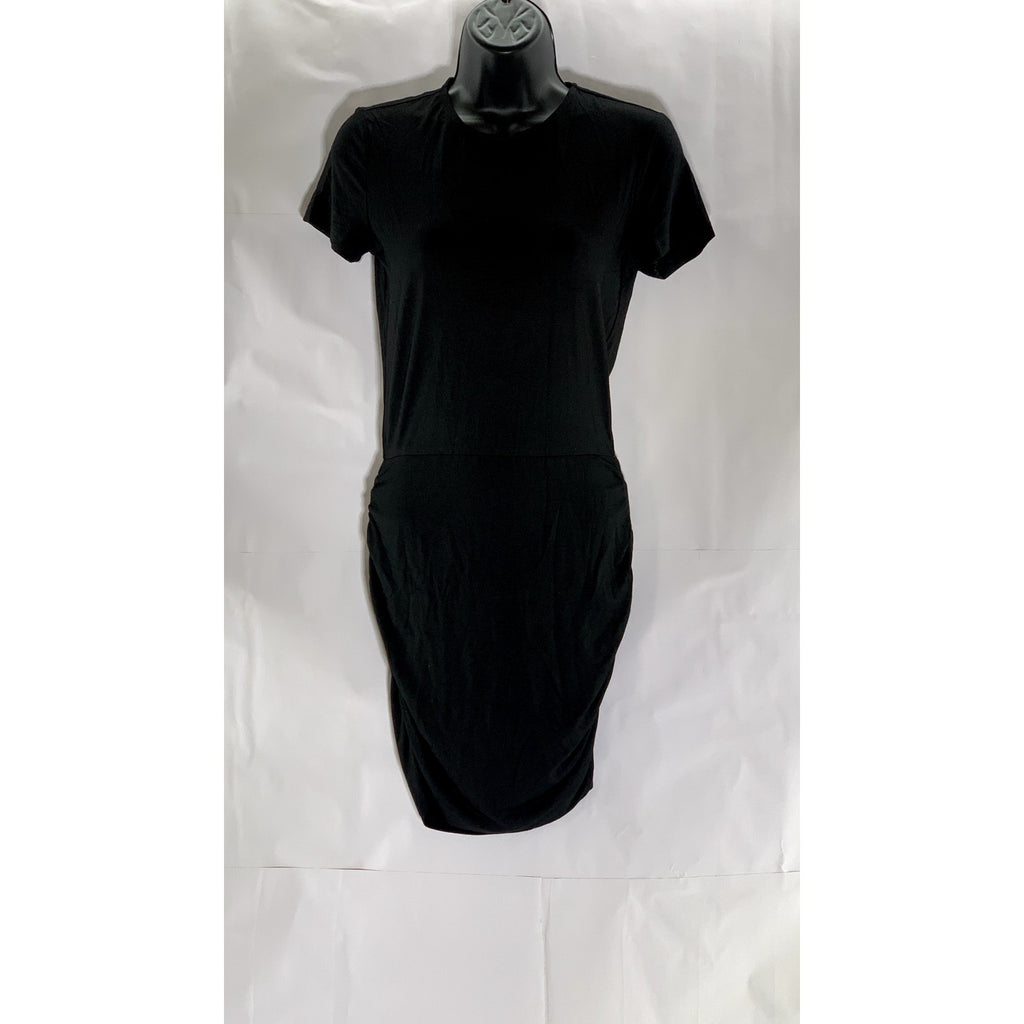 SUPERDOWN Women's Black Darlah Crewneck Ruched Short Sleeve Mini Dress SZ XS