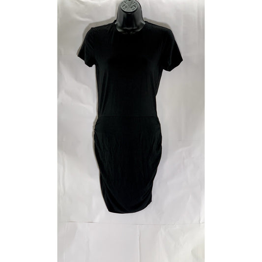 SUPERDOWN Women's Black Darlah Crewneck Ruched Short Sleeve Mini Dress SZ XS