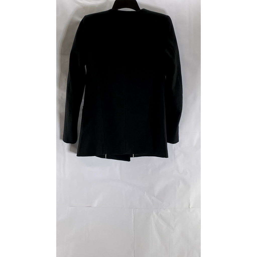 MANGO SUIT Women's Black Solid Double-Breasted Collarless Blazer SZ 2XS