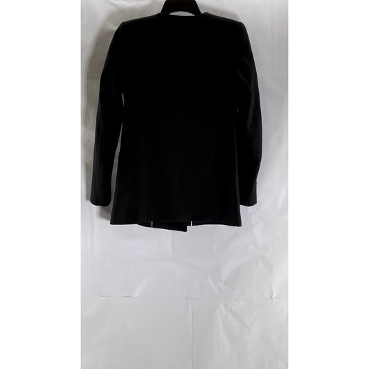 MANGO SUIT Women's Black Solid Double-Breasted Collarless Blazer SZ 2XS