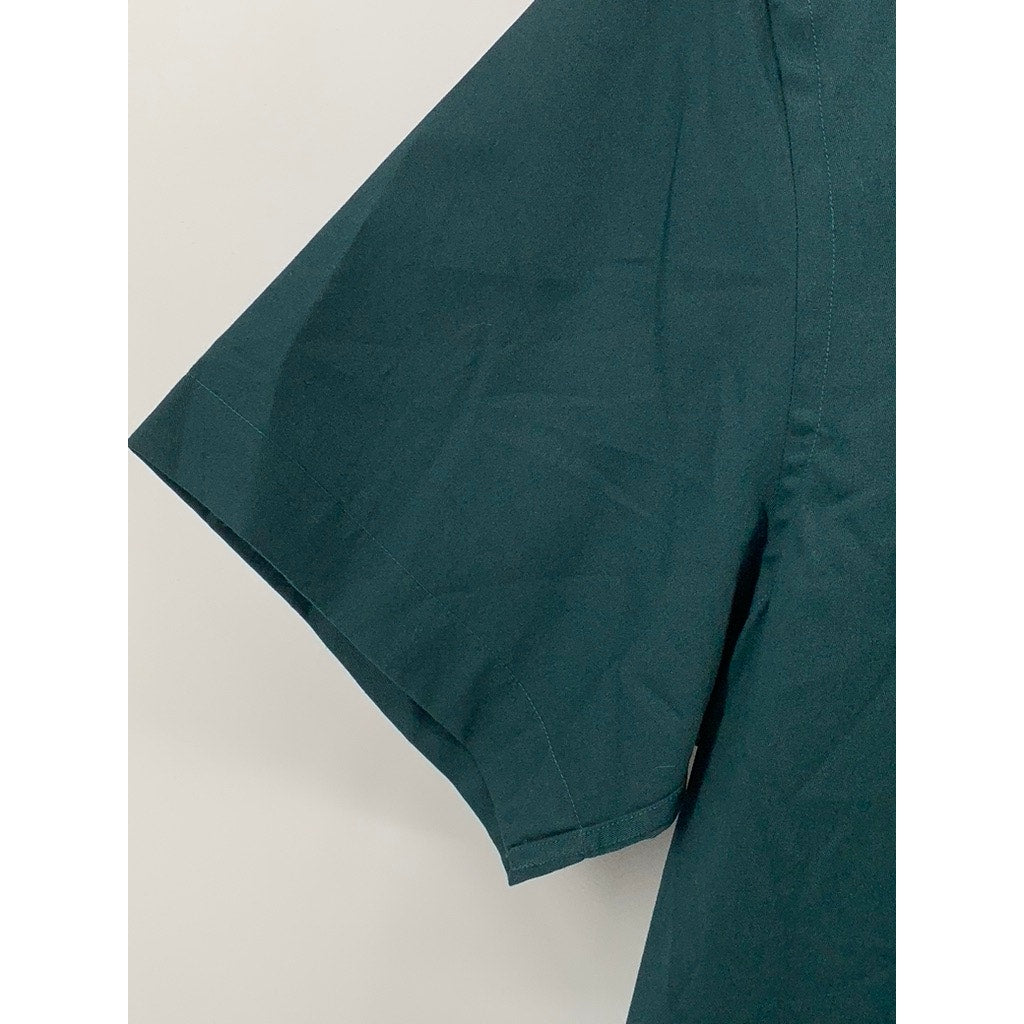 FASHION GALERIA Men's Dark Green Short Sleeve Button-Up Regular-Fit Shirt SZ M