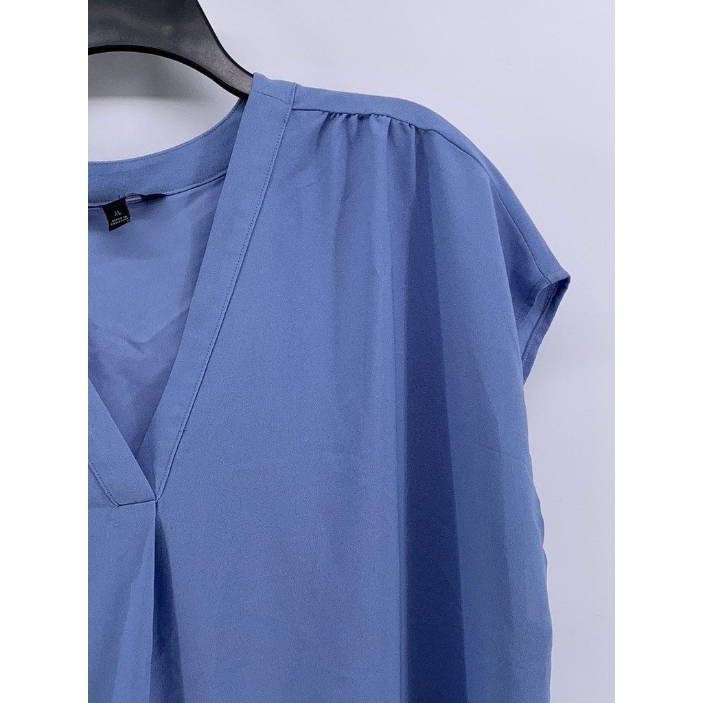 BANANA REPUBLIC Women's Blue V-Neck Short Sleeve Top SZ XL