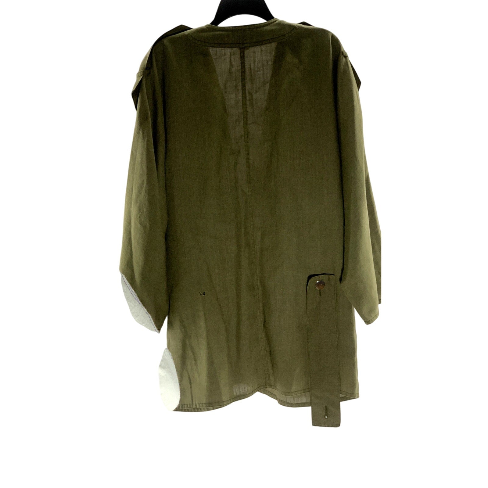 MARIE LOUISE DE CONINCK Women's Vintage Olive Green Open Front Jacket SZ 38(US8)