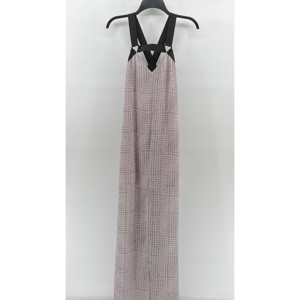 BCBGENERATION Women's Light Pink-Black Square-Print Cutout Maxi Dress SZ XXS