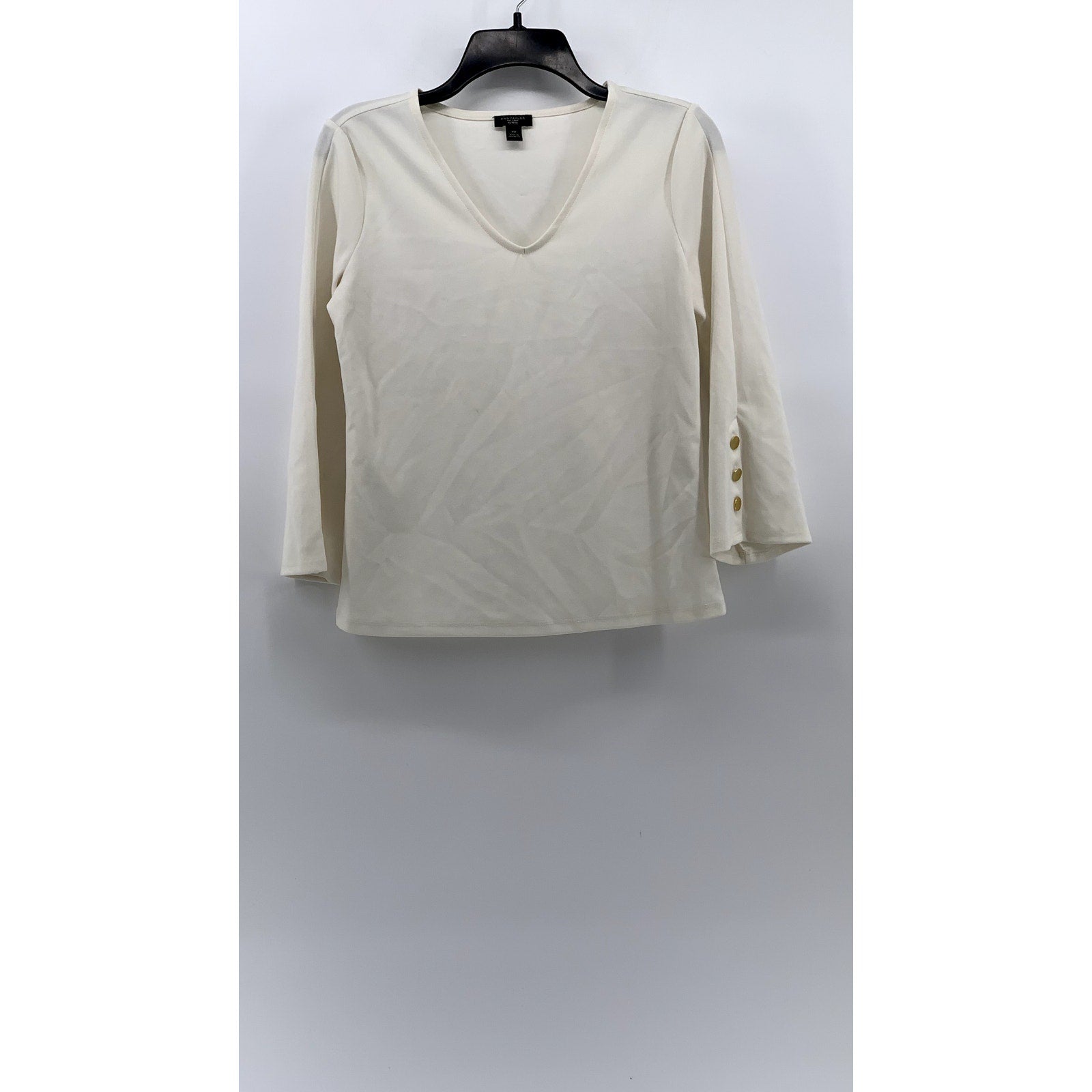 ANN TAYLOR FACTORY Women's Off-White Petite V-Neck Top SZ XSP