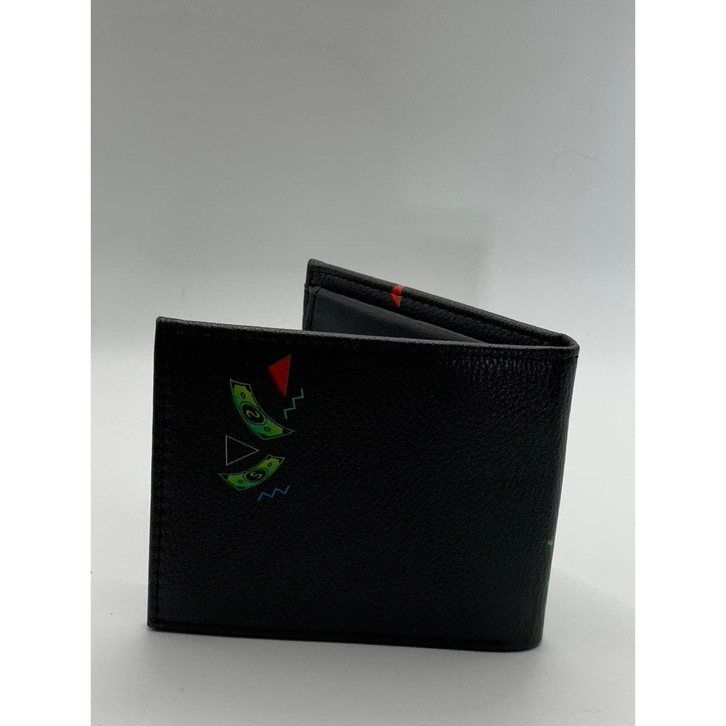 POPEYE THE SAILOR THE LEGEND Men's Black Faux-Leather Bi-Fold Flush Wallet