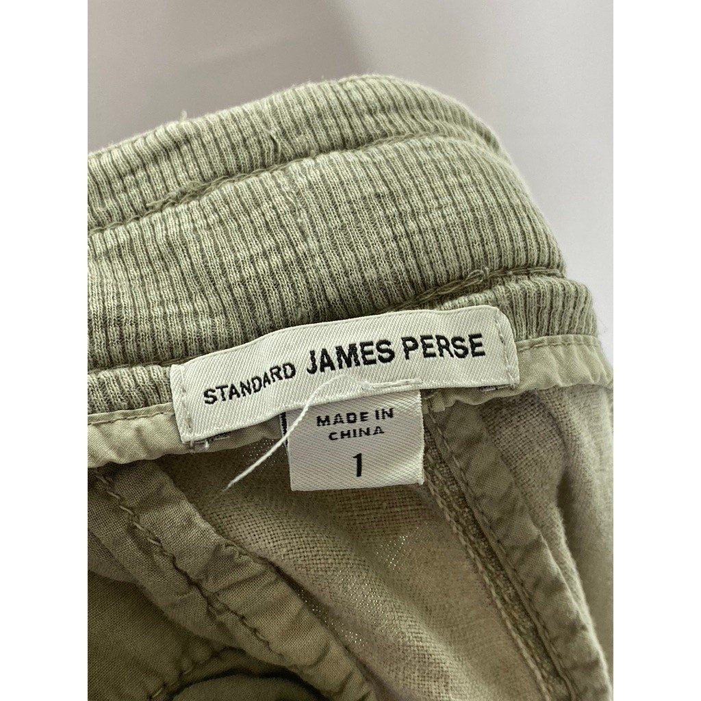 JAMES PERSE Standard Women's Light Gray Lightweight Linen Straight-Leg Pant SZ 1