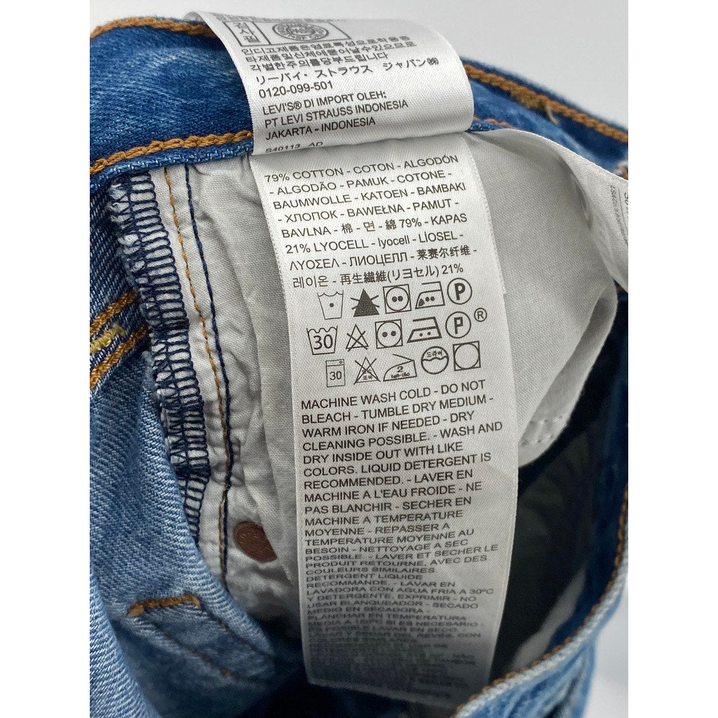 LEVI’S Women’s Dark Blue Straight-Leg High-Rise Ribcage Bermuda Shorts SZ 24