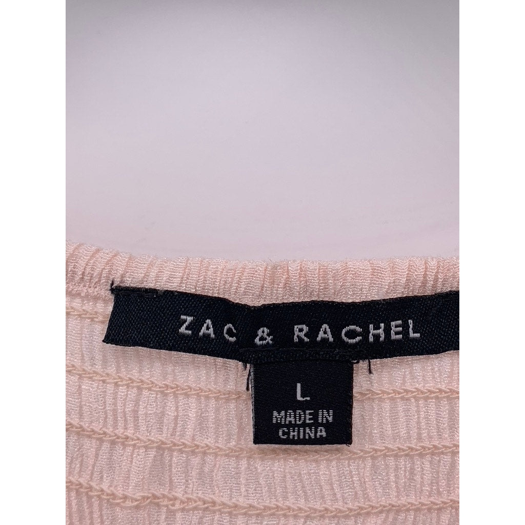 ZAC & RACHEL Women's Light Pink Flare Elbow Sleeve Top SZ L