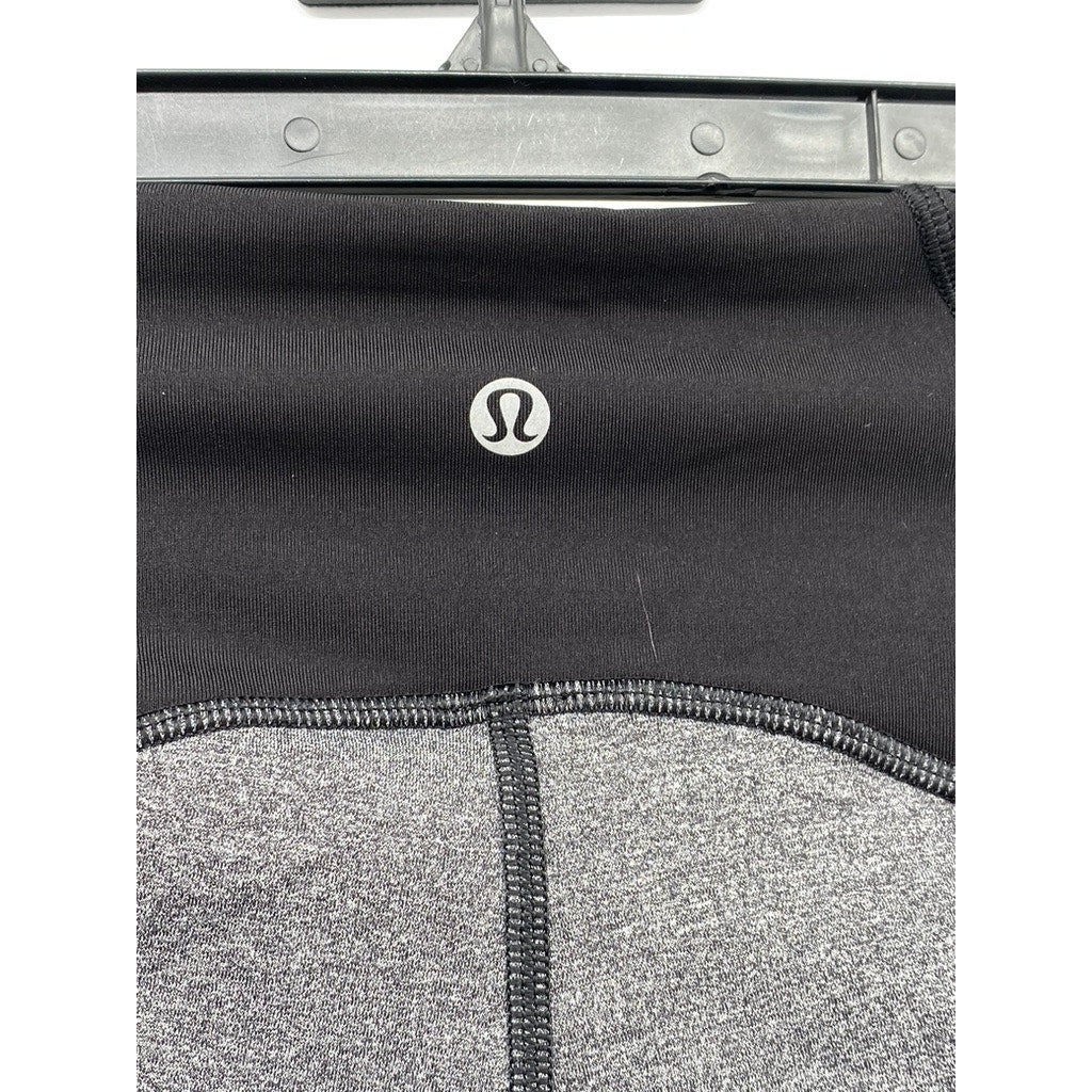 LULULEMON Women's Heather Gray-Black Train Times Mesh Cropped Leggings SZ 4