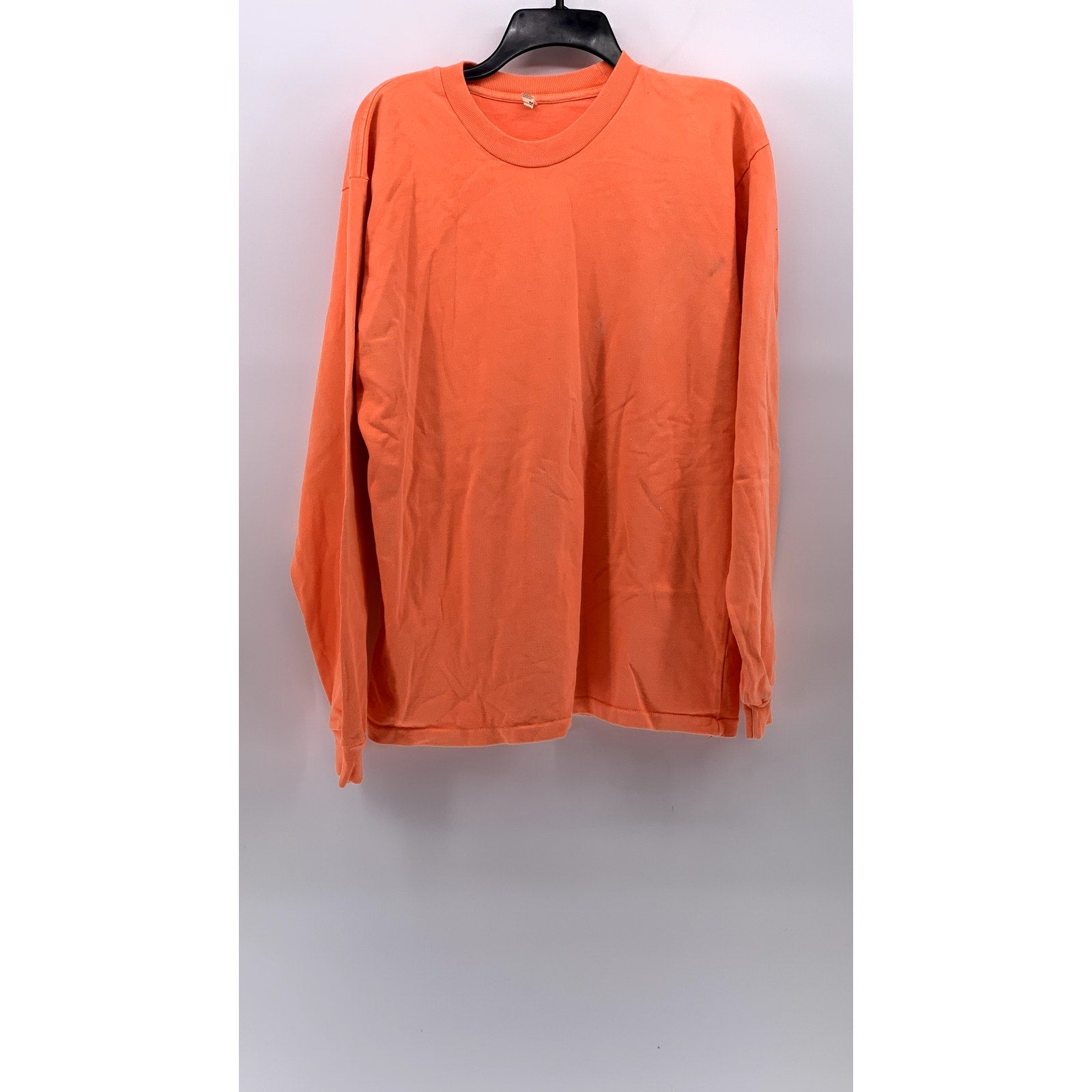 LOS ANGELES APPAREL Men’s Neon Orange Solid Crewneck Long Sleeve T-Shirt SZ M