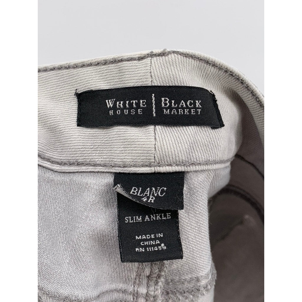 WHITE HOUSE BLACK MARKET Women's Gray Slim Ankle Pant SZ 4