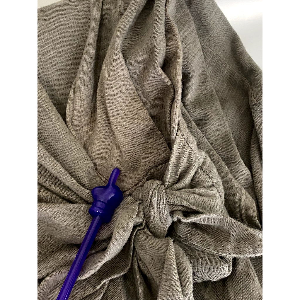 VELVET BY GRAHAM & SPENCER Women's Gray Crewneck Cotton Slub Tie-Waist Dress SZM