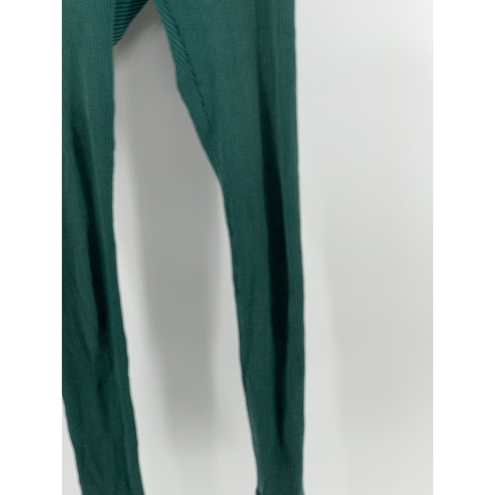 VICTORIA'S SECRET PINK Women's Dark Green Ribbed Fitted Yoga Leggings SZ XS