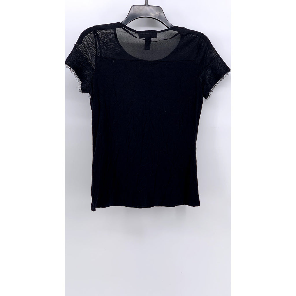 INC INTERNATIONAL CONCEPTS Women's Black Mesh Lace Short Sleeve Top SZ S