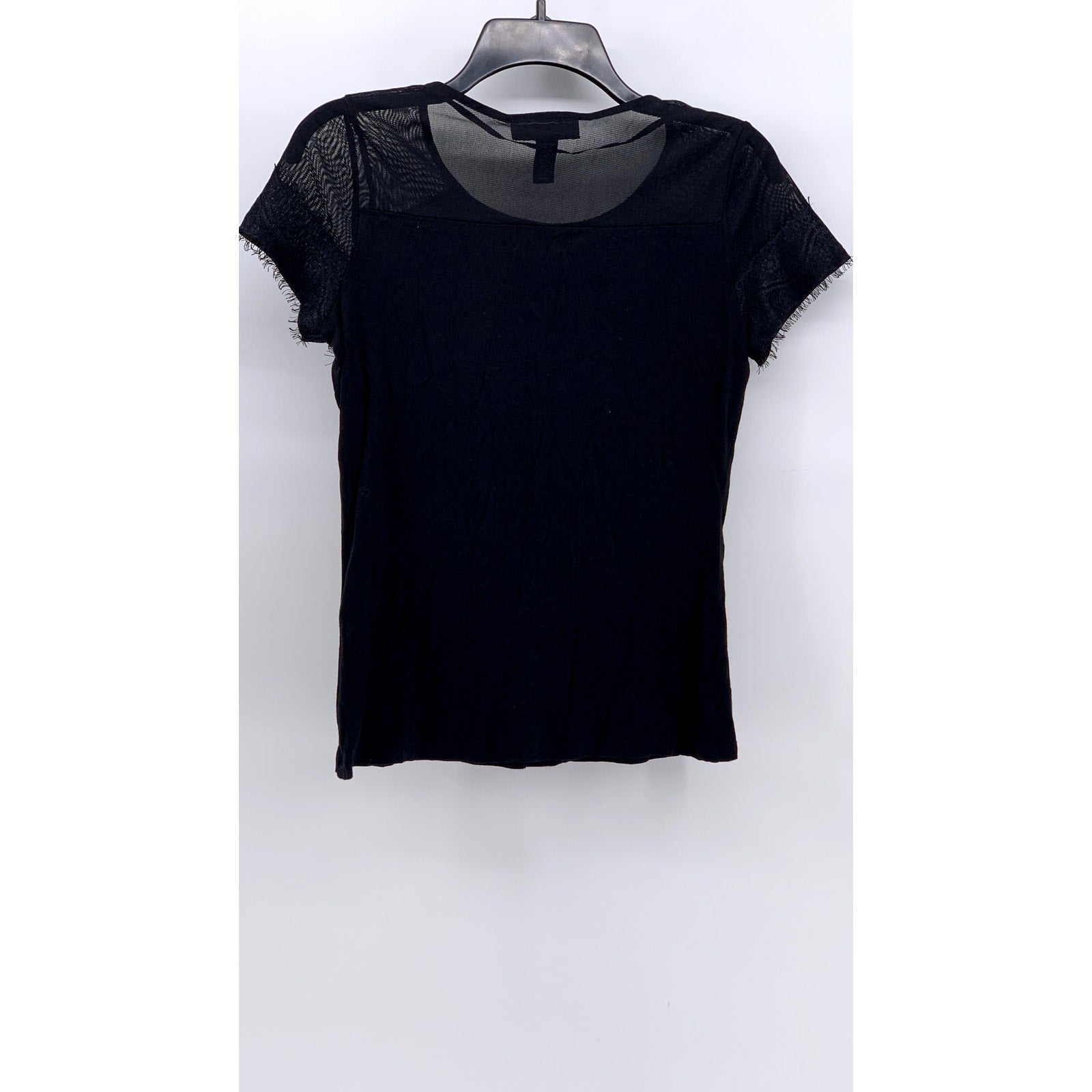 INC INTERNATIONAL CONCEPTS Women's Black Mesh Lace Short Sleeve Top SZ S