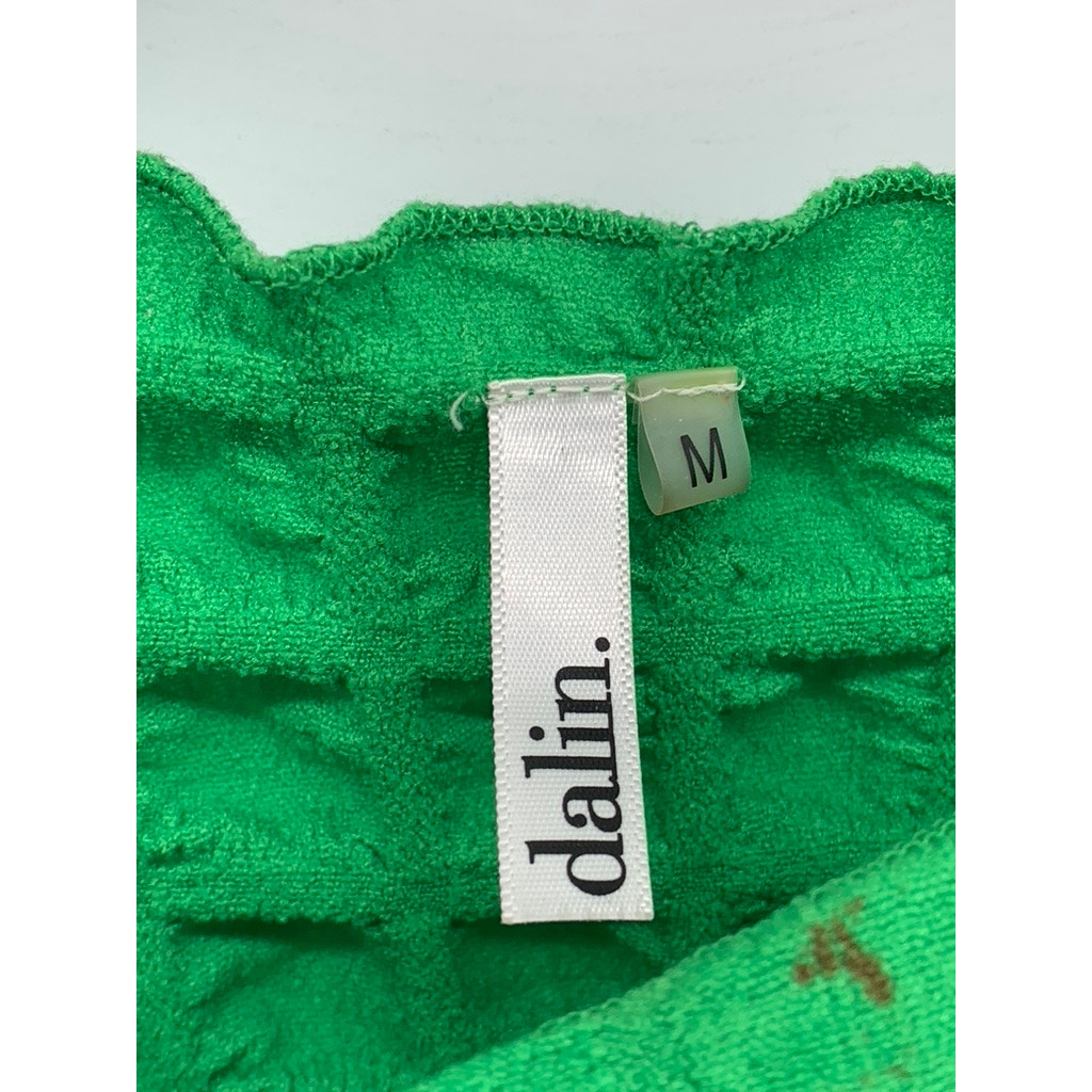 DALIN. Women's Green Textured Puff-Elbow Sleeve Top SZ M