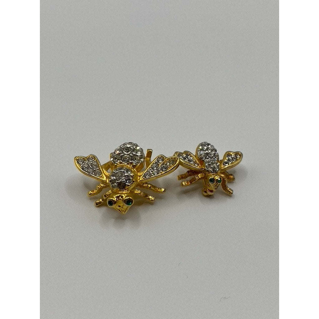 JOAN RIVERS Rare 2pc Vintage Bumble Bee Rhinestone Pins Brooch