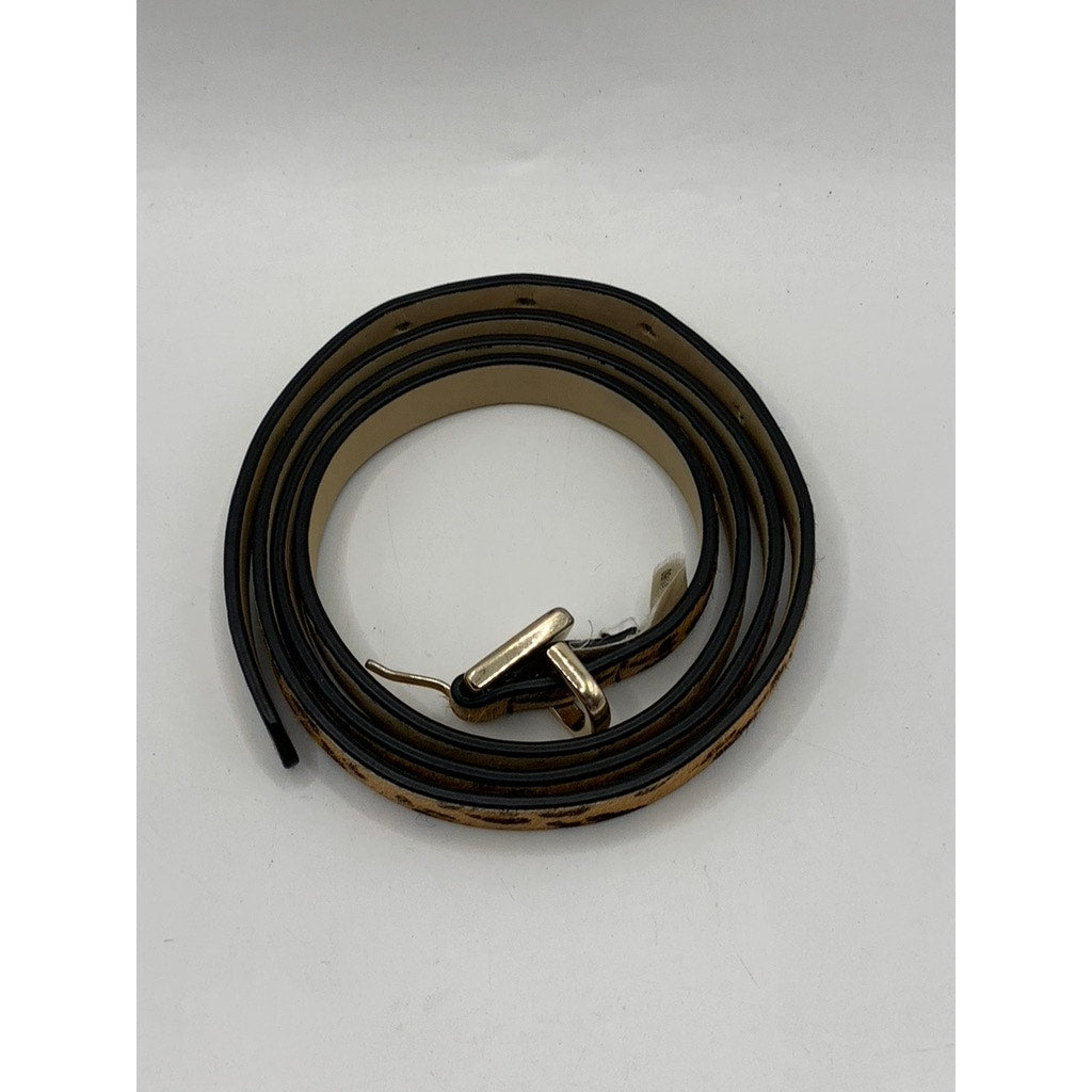 BANANA REPUBLIC Women's Animal Print Cow Leather Skinny Belt SZ L