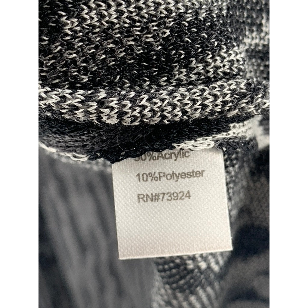MING WANG Women's Black-Gray Animal Print Open-Front Padded Top SZ XL