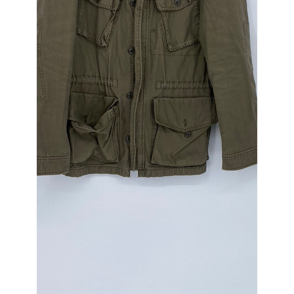 J.CREW Men's Olive Green Zip-Up Button-Up Long Sleeve Utility Jacket SZ S