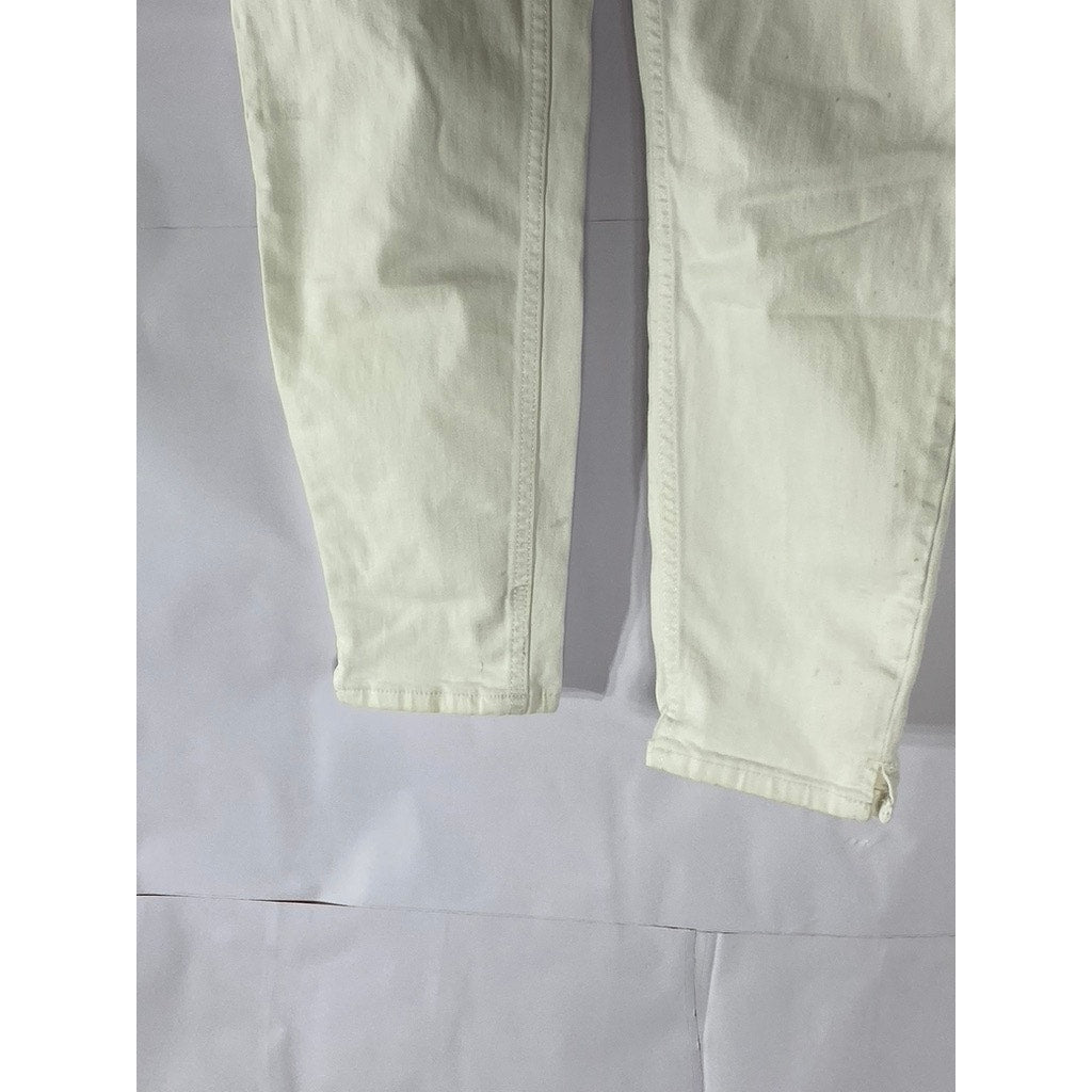 WHITE HOUSE BLACK MARKET Women's White High-Rise The Skinny Cropped Jean SZ 8