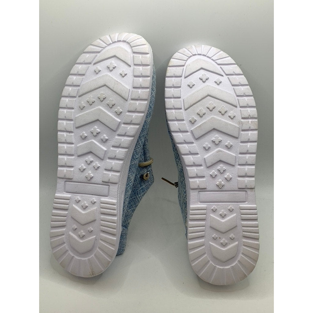 UNBRANDED Women's Blue Canvas Slip-On Loafers SZ 41(US10.5)