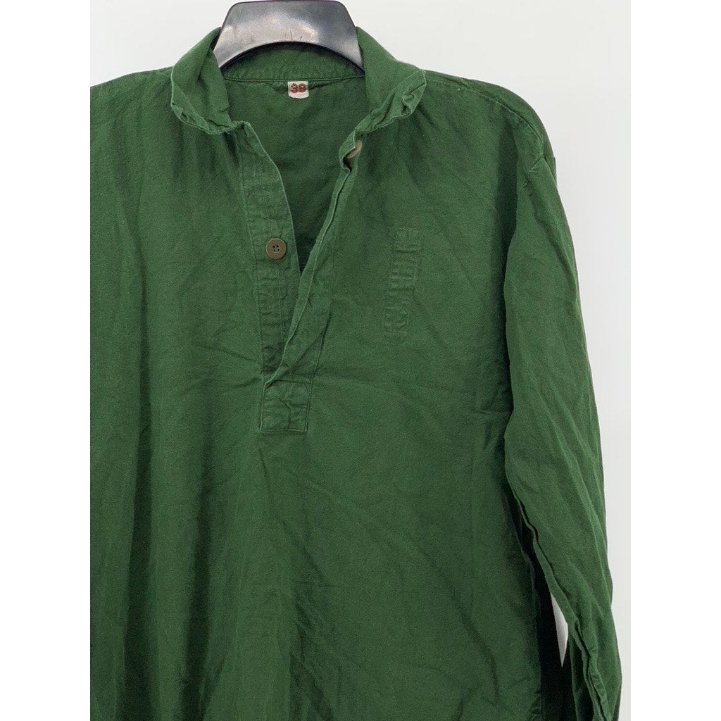 UNBRANDED Men's Green Pullover Henley Long Sleeve Shirt SZ 39(S)