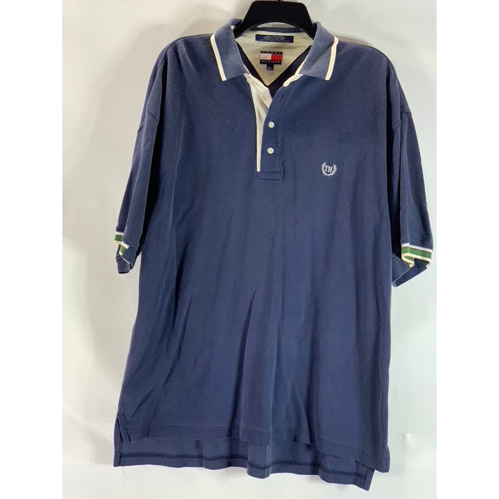 TOMMY HILFIGER Men's Navy Vintage Short Sleeve Polo Shirt SZ L