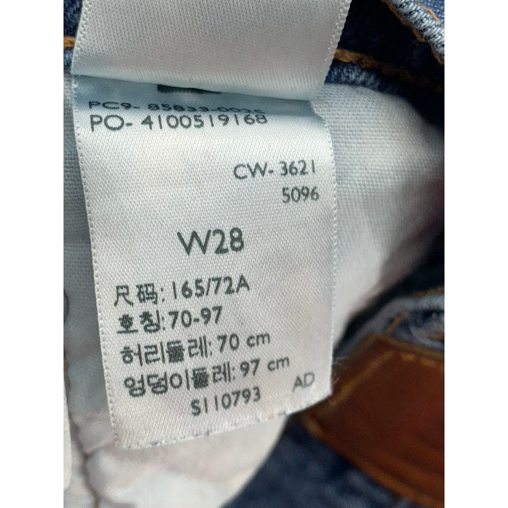 LEVI'S Women's Blue Denim Distressed 501 Button-Fly Regular Fit Shorts SZ 28