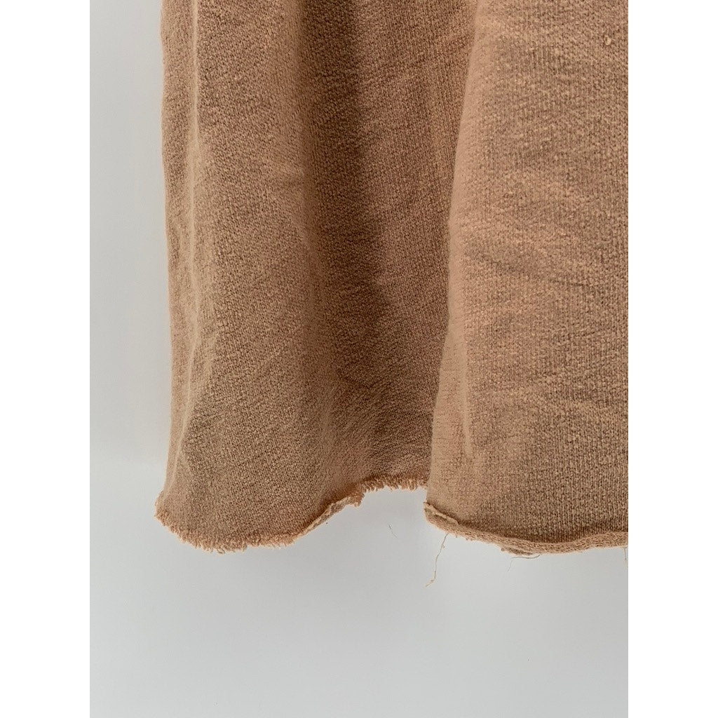 ZARA TRAFALUC Women's Beige A-Line Frayed Midi Skirt SZ S