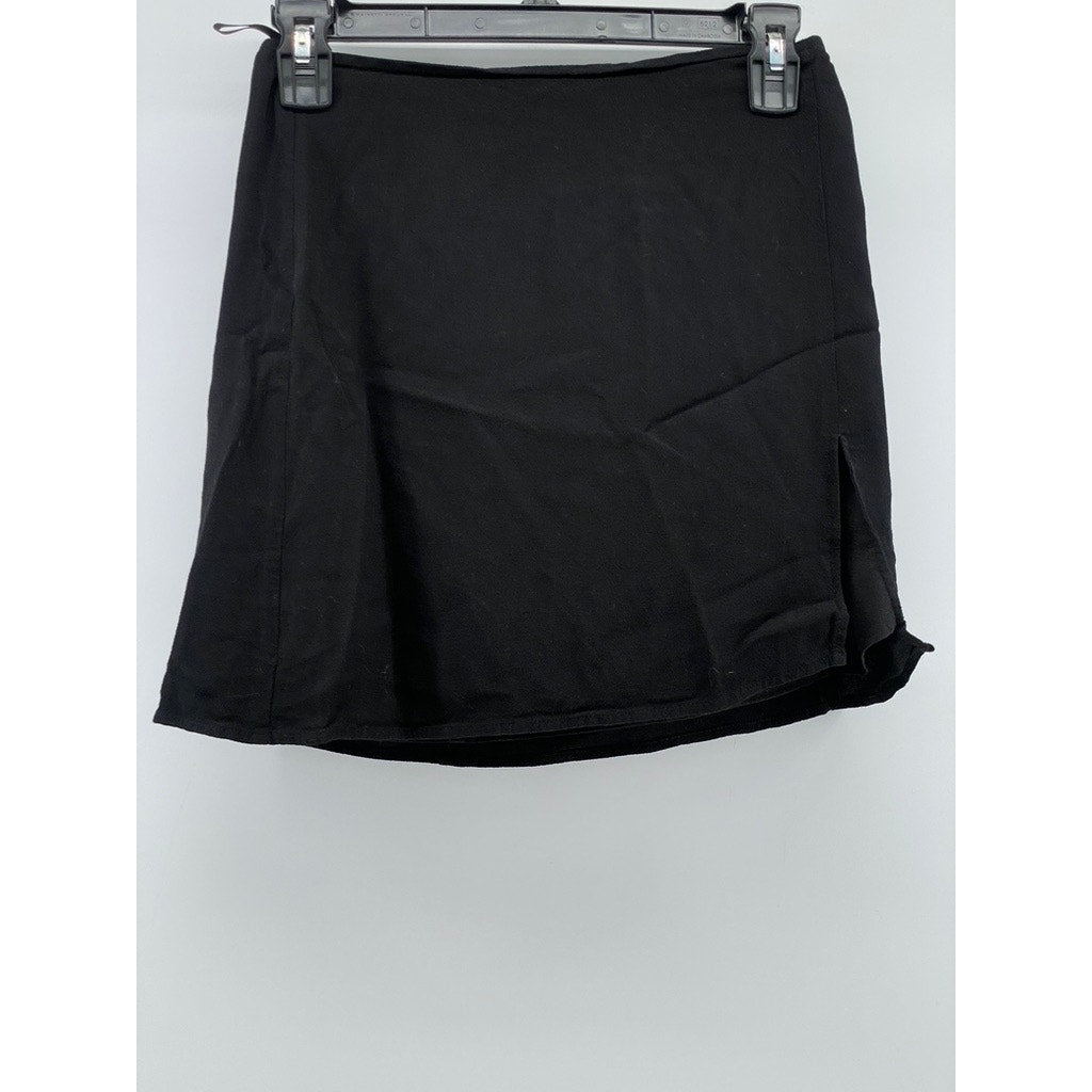 SUNDAY BEST Women's Black Solid Tatianna Side-Slit Mini Skirt SZ 4
