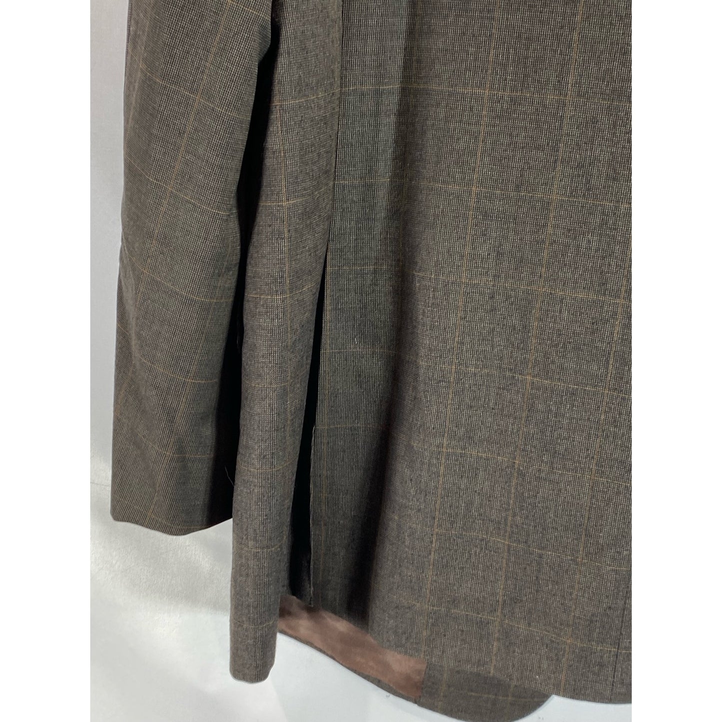 ERMENEGILDO ZEGNA Men's Brown Windowpane Vintage Three-Button Suit Jacket SZ 52R