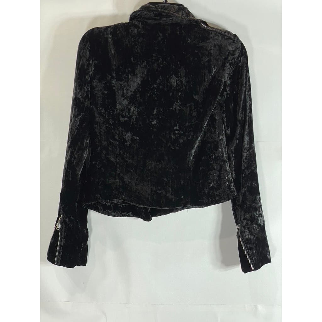 RACHEL RACHEL ROY Women's Black Velvet Asymmetrical Zip Motorcycle Jacket SZ XS
