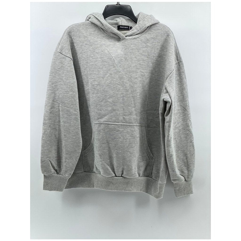 AUTOMET Women's Light Gray Oversized Casual Long Sleeve Hoodie SZ S