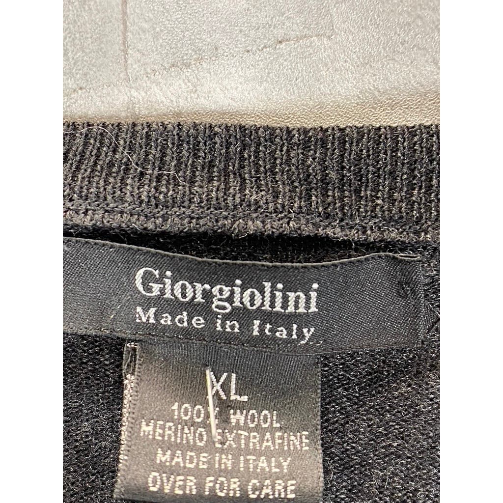 GIORGIOLINI Men's Charcoal Wool V-Neck Pullover Sweater SZ XL
